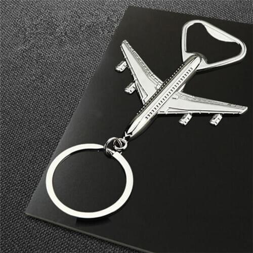 Stainless Steel Plane Bottle Opener Keychain Fly Safe Aircraft Key Chain Airplane Key Ring Pendant For Pilot Flight Gift