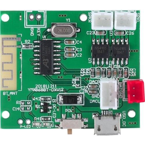 BT 5.0 Amplifier Board AUX Audio Input Power Amplifier Boards 3.7V-5V Micro Wave Power Switch Control With Cable