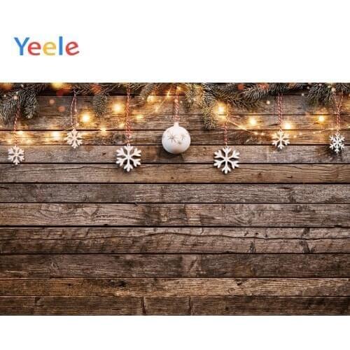 Christmas Backdrop Light Bokeh Wood Board Winter Snow Bell Ball Star Shiny Party Vinyl Photography Background For Photo Studio