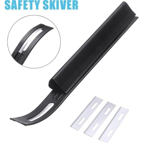 1pc Leather Safety Skiver Thining Leather Beveler Skiving for DIY Folds Seams Punch Cutting Leather Craft Hand Tools + 3 Blades