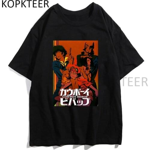 Vintage T-shirts Spiegels Cowboy Bebop Japanese Anime Manga Harajuku Fashion O-Neck T-Shirt Streetwear Casual Summer Tops Tee