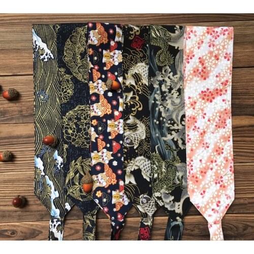 Japan Style Traditional Kimono Accessories Vintage Ukiyoe Prints Bathrobe Belt Han Dress Bandage Cotton Yukata Obi
