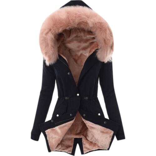 Winter Women Jacket Medium-long Thicken Plus Size Outwear Hooded Wadded Coat Slim Parka Cotton-padded Jacket Overcoat 4