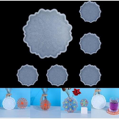 1 Set Sunflower Coaster Silicone Molds Flower Cup Tray Wine Glass Coasters Epoxy Resin Mold for DIY Crafts Table Decoration Tool