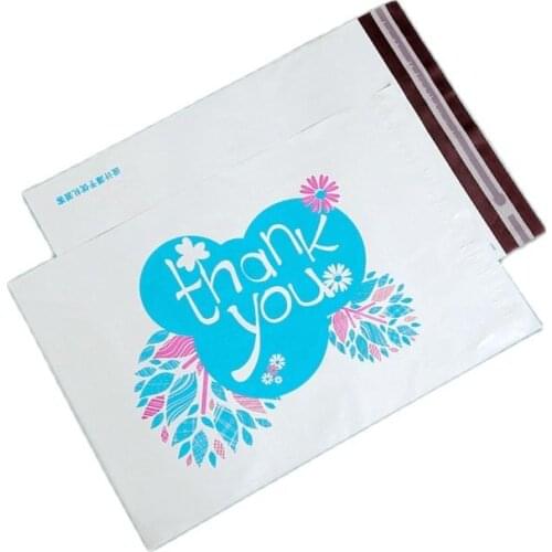 100pcs 17*30cm Small Courier Bags Thank You White Self-seal Adhesive Storage Bag Plastic Poly Envelope Mailer Postal Mailing Bag