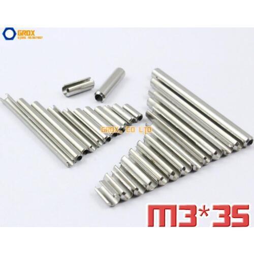 100 Pieces M3 x 35mm 304 Stainless Steel Slotted Spring Tension Pin Sellock Roll Pin