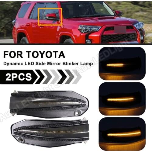 2Pcs For Toyota 2014 2015 2016 2017 2018 2019 2020 2021 4Runner Rav4 LED Dynamic Flowing Mirror Blinker Light Turn Signal Lamp