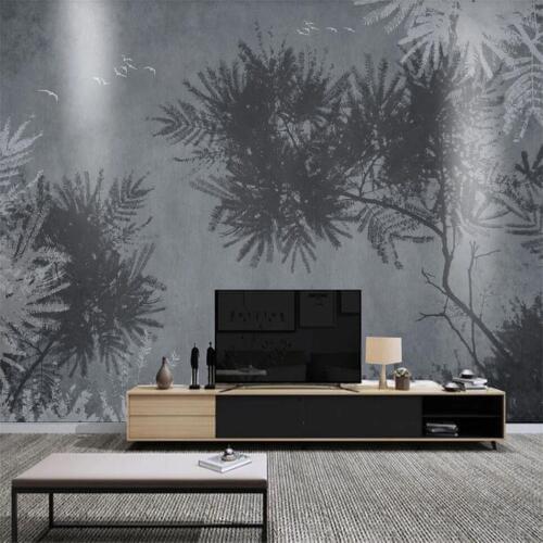 Milofi custom 3D wallpaper mural Nordic black and white gray plant background wall living room bedroom decoration painting wallp