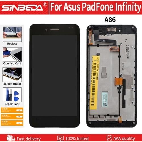 5.0" Original LCD+Frame For Asus PadFone Infinity A86 LCD Display Touch Screen Digitizer Assembly Repair Parts Tested Free Tools
