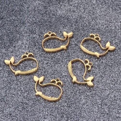 5Pcs Cartoon Whale Metal Frame Pendant Open Bezel Setting UV Resin Jewelry DIY Dropshipping