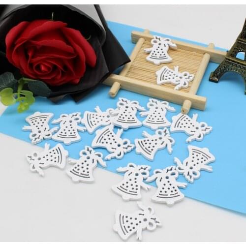 50pcs Christmas bell Wooden Buttons 2 Holes manualidades Sewing Accessories Wood Botton For craft supplies Scrapbooking