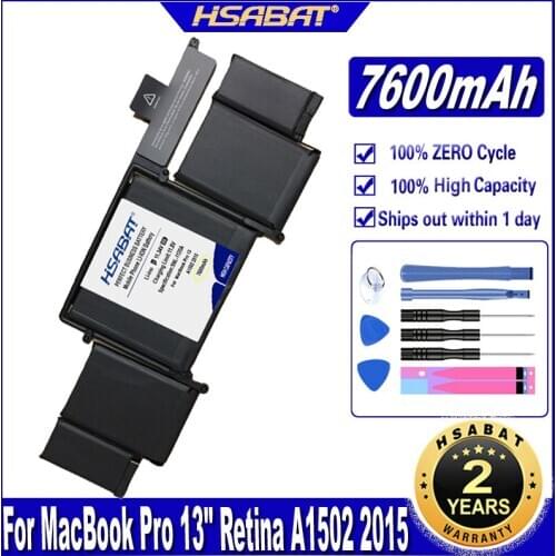HSABAT A1582 7600mAh Laptop Battery for Macbook Pro 13'' Retina A1502 2015 Year Batteries