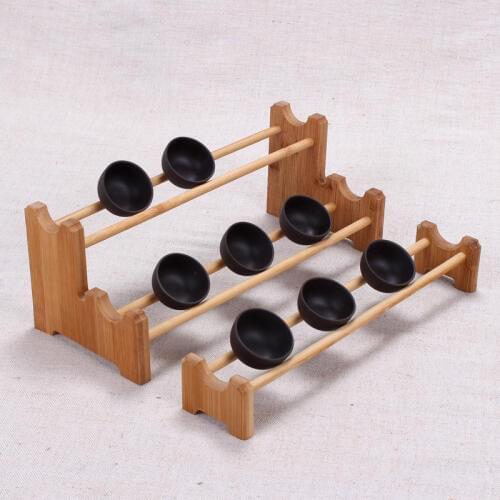 Bamboo Kung Fu Tea Cup Storage Holder/Racks Drinkware Holder Tray Accessories Double Crossover Vehicle Drop Water Cups Holder