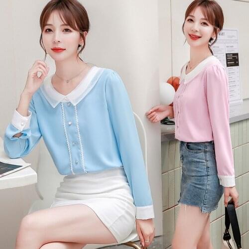 Free Shipping Woman Feminina WomenS Vintage Blouse Fashion Clothes 2020 Spring Autumn Chiffon Shirts Female D0088