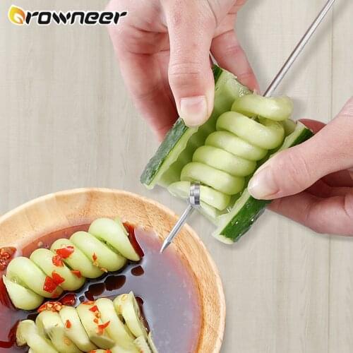 Household Vegetable And Fruit Spiral Knife Slicer Manual Stainless Steel Spiral Coil Twist Knife Kitchen Utensils