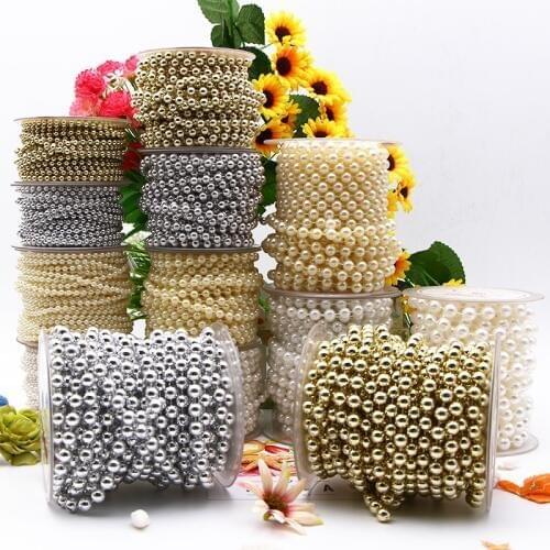 2m/5m bag 4mm/6mm/8mm/10mm ABS Imitation Pearl Beads Chain Trim for DIY Garland Wedding Party Decoration Craft Accessories