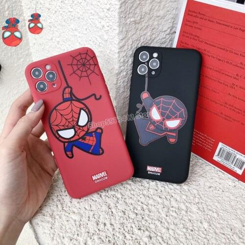 Spiderman Mobile Phone Case Marvel Fine Hole Thickened TPU Silicone Soft Shell for IPhone12Pro Iphone 11 Iphone 11 Pro Covers
