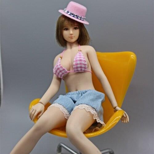 Estartek Customized 1/6 Pink Plaid Brass + Jeans Shorts Costume BK15 for 12inch Action Figure DIY