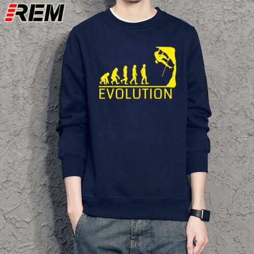 REM leisure human evolution history orangutan black print Hoodies Slim cotton thin EVOLUTION mens Sweatshirts