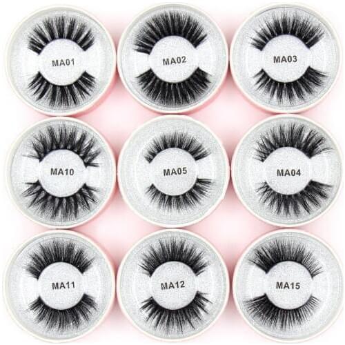 SOQOZ Individual Eyelashes 3D Mink Lashes Invisible Band Lashes Faux False Eyelashes 13 Styles maquiagem Round Glitter Box