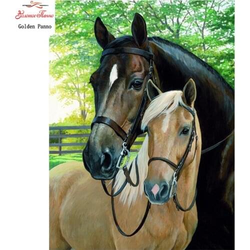 Golden Panno,Full Drill Square Diamond 5D DIY Diamond Painting horse Diamond Embroidery Cross Stitch Rhinestone 0519