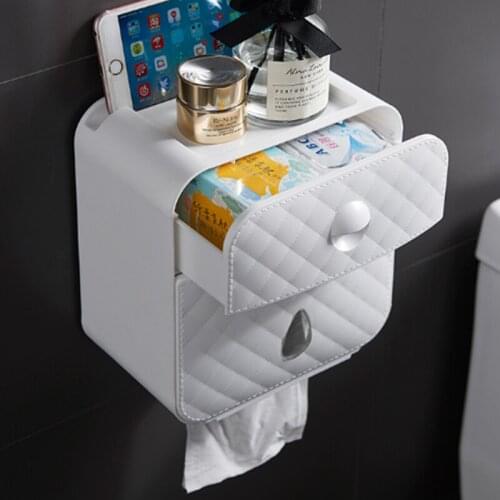 Multifunctional Toilet Paper Holder Waterproof Wall-Mounted Punch-Free Toilet Paper Bathroom Storage Box Stand Bracket
