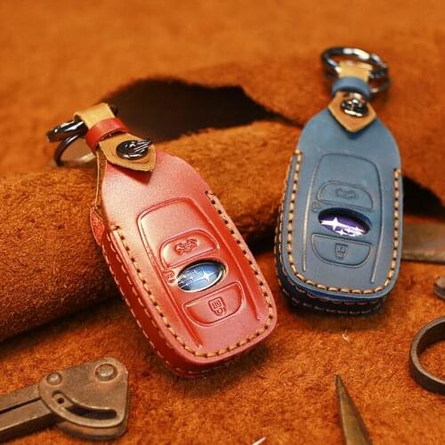 Car key Case Suitable for Subaru XV Forester Outback Legacy Remote Leather Key Case Crazy Horse Smart Leather Case