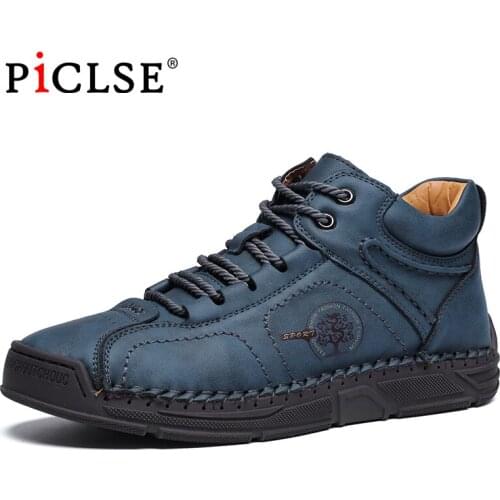 Large Size 48 Handmade Genuine Leather Men Boots Tooling Shoes Ankle Boots For Men Casual Shoes Hot Sale Men Botas Hombres