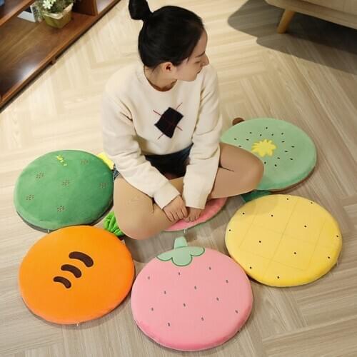 Soft Fruits Plush Cushion Cartoon Plant Watermelon Strawberry Kiwi Carrot Pineapple Cactus Stuffed Pillow Sofa Chair Cushion