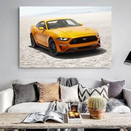 Wall Decorations Fords Mustang Fastback V8 Orange Supercar Canvas Posters HD Print Wall Art Paintings For Home Decor