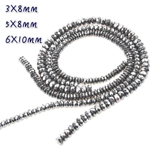 Natural Hematite Abacus Loose Beads 3-10mm Black Magnet Beads Abacus Beads For Making Jewelry DIY bracelet necklace Accessories