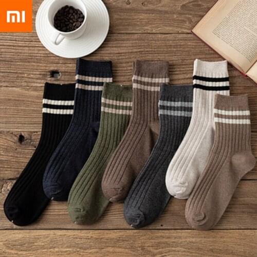 Xiaomi 5 Pairs Autumn Socks Woman Man Korean Version of The Two Bars Japanese Striped Cotton Tube Pile Socks Ins Tide Socks