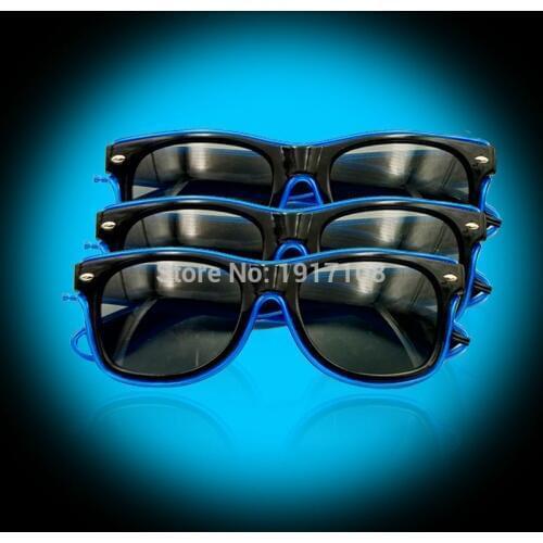 EL Glasses with Black/Dark Lens 10 Colors Available with Steady on Driver Costume LED Glowing Glasses for DJ Glow Party Supplies
