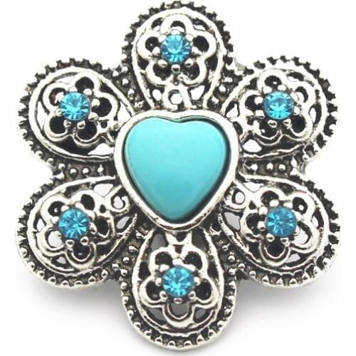 Wholesale 3pcs/lot Metal Flowe Crystal Vintage Snap Button Charms Fit 18mm Ginger Snap Button Bracelet Necklace DIY Jewelry