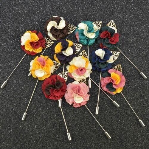 Wholesale Brooch 5Pcs/Lot Fabric Flower Brooch Pin Men Lapel Pin For Suits Corsage Flowers Brooch For Wedding