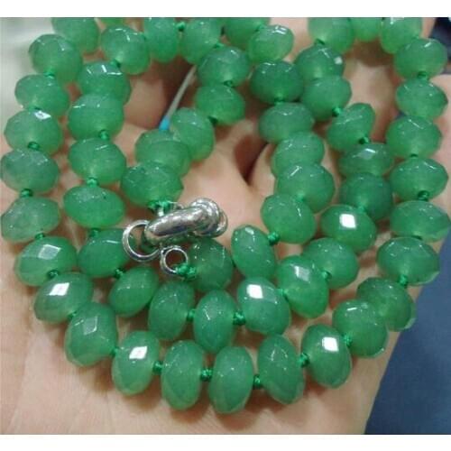 NEW 5x8mm blue Brazilian new Faceted Gem Abacus Beads Necklace 18"AAA