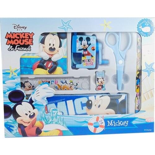 Disney Frozen Gift Box Mickey Boys Girl Students Birthday Gift Children Stationery Set Pen Box Pencil Sharpener Ruler Eraser Set