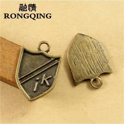 RONGQING 20*14MM 100pcs/lot Shield IK Pendants Necklaces Handmade Fashion Jewelry Charms DIY