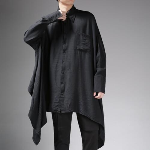 Dark series of Yamamoto style design small personality loose shirt men irregular neutral long-sleeved shirt trend