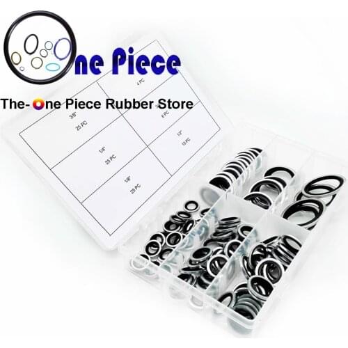 Self Centering BSP box 100 pcs 6 sizes Inch bonded seal assortment rubber seal boxes MZP+NBR (Nitrile) Rubber metal gasket kit