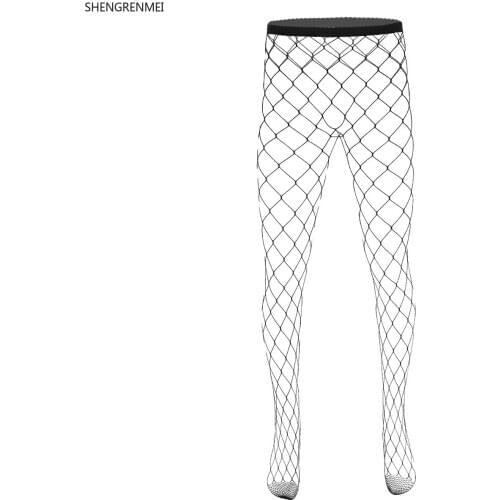 SHENGRENMEI Sexy Pantyhose Mens Underwear See Through Sheer Elastic Slip Stockings Plus Size Men Gay Hot Exotic Fishnet Tights