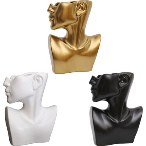 Nordic Face Vase Chic Head Shaped Modern Flower Pots Sculpture Bonsai Pot Office Tabletop Living Room Decoration Ornament