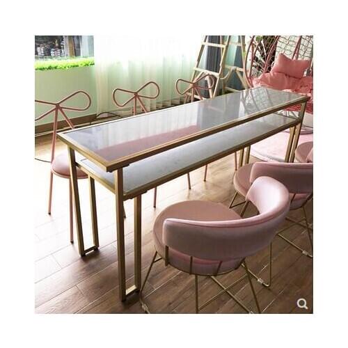 Nordic net red manicure table double marble manicure table chair set single table simple modern European chair
