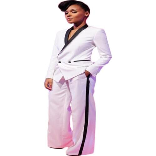 Gorgeous Women Suits 2 Pieces Black And White Suits For Girl Small Lapel Two Button Formal Party Suits For Women Custom Made