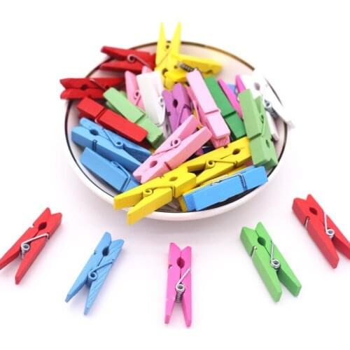 20pcs Colorful Wooden Clips 3.5cm Photo Clips Clothespin Clips Pegs Handicrafts Child Gift DIY Handmade Wedding Party Supplies