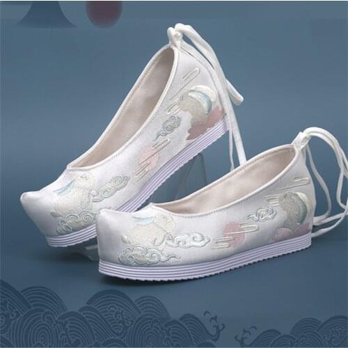 Women Shoes Flat Loafers Shallow Increased Internal National Style Hanfu Embroider Costume Fashion Outdoor Breathable Casual