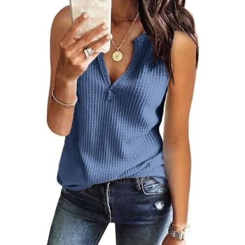 Tank Vests Women Top V-neck Solid Fashion Female Sleeveless Casual Thin Tops Summer Knit Hollow Out Femme