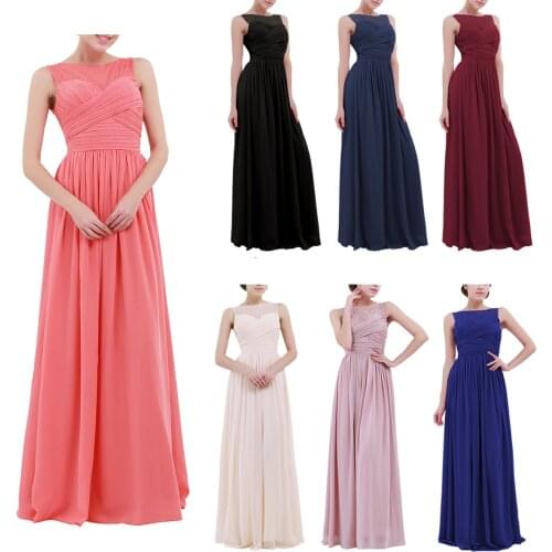 Women Ladies Floral Lace Chiffon Bridesmaid Dress Evening Prom Gown Elegant Dresses for Women Wedding Party Pageant Long Dress