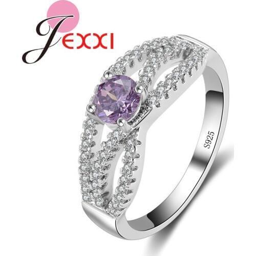Luxury Women 925 Sterling Silver Rings For Women With Purple Stones Fashion Band Jewelry Engagment Wedding Finger Ring