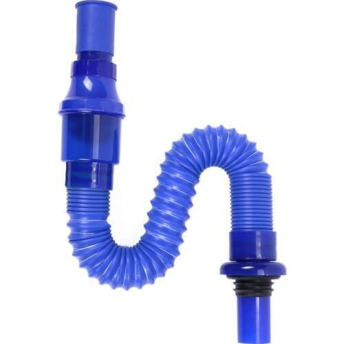 1pc New Blue Basin Plastic Water Pipe Double Odor-resistant Flap Basin Retractable Plastic Head Water Pipe Floor Drain